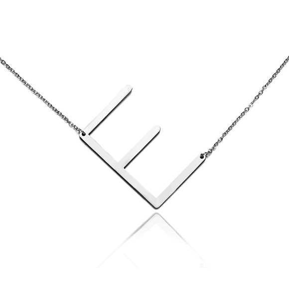 Silver Initial Pendant Necklace Letters A-Z - Picture 3 of 4